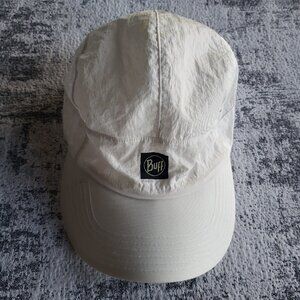 BUFF White 5 Panel Windbreaker Mesh Running Cycling Cap Hat